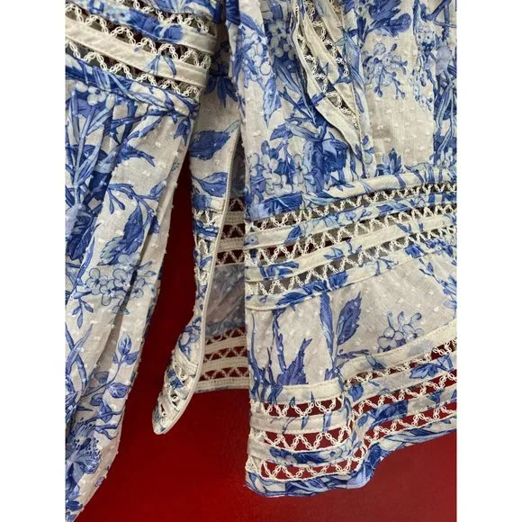 Zimmerman Verity Paneled Linear Top In Bluebird Polka Dot Ladder Stitch Sz  1 NWT - inbetweenathome.nl